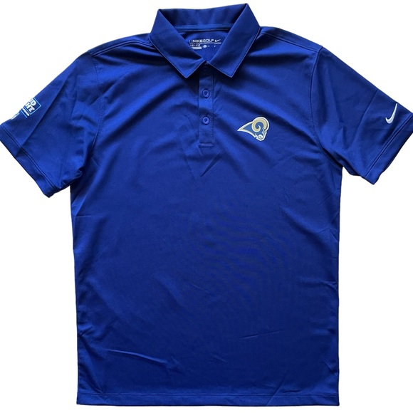 NIKE LOS ANGELES RAMS Mens Medium Polo Shirt Blue Short Sleeve Dri Fit NWT - Picture 2 of 14